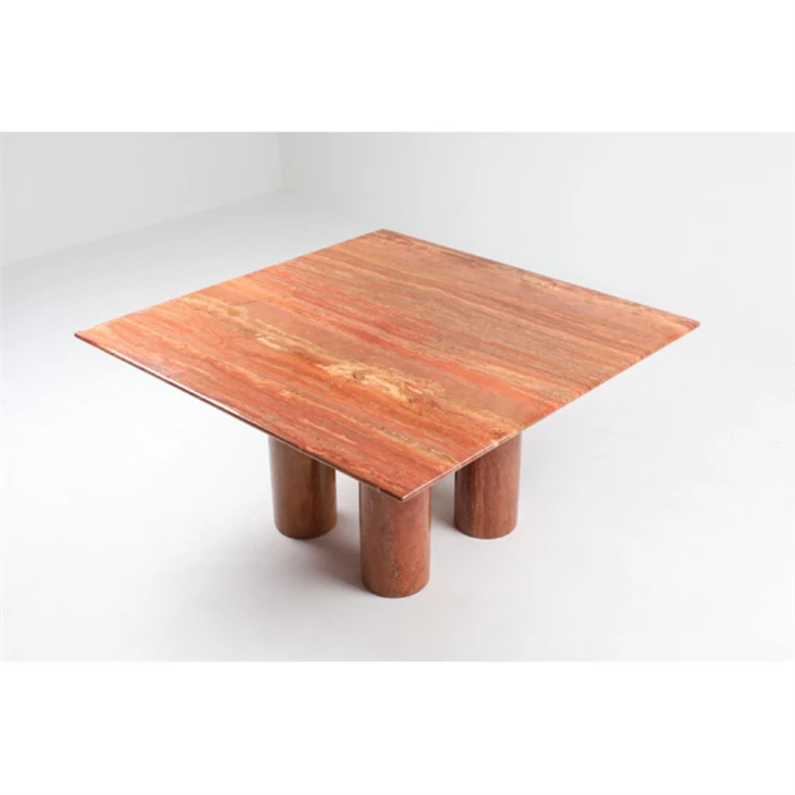 Vintage Red Travertine Dining Table